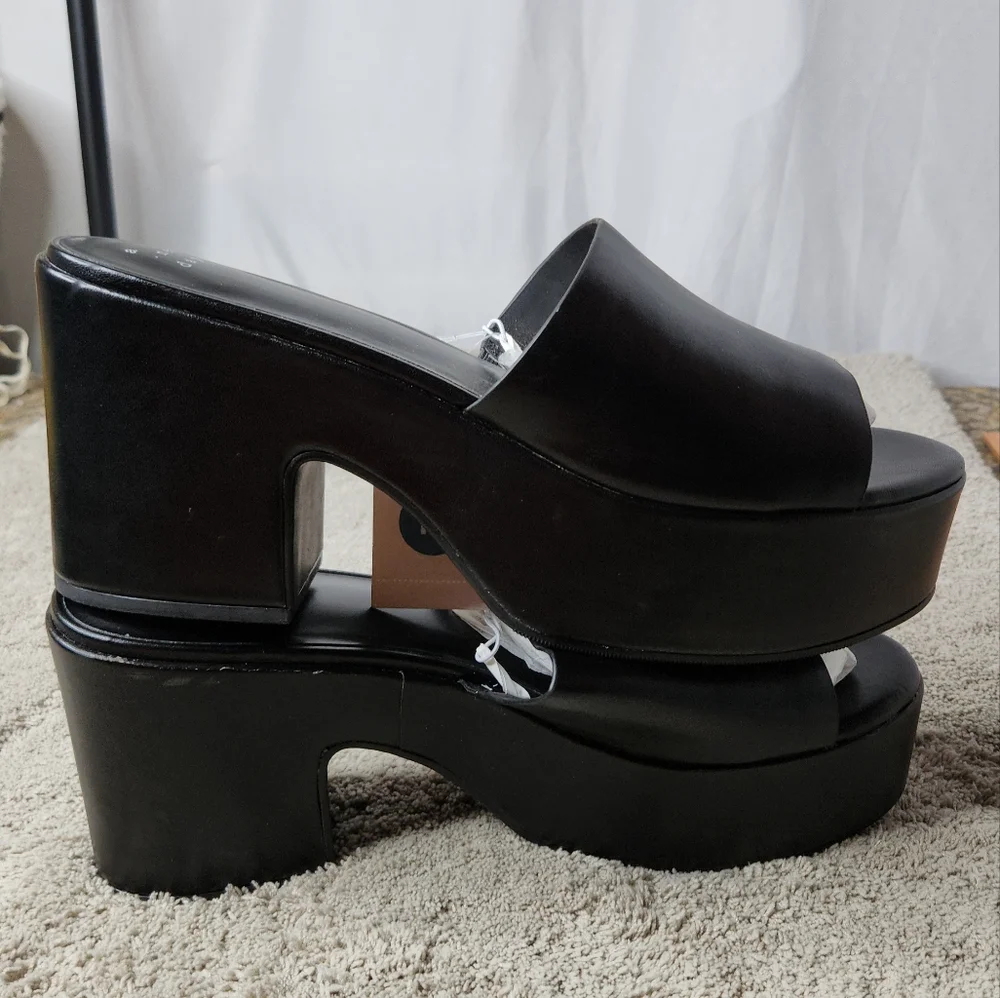 Women's Ricky Platform Heels with Memory Foam Insole - A New Day Black 12